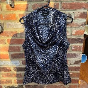 Alfani Blue Cowl Neck Sleeveless Blouse with Sequin